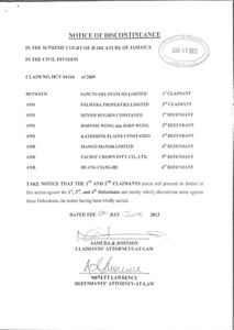 Notice of Discontinuance page